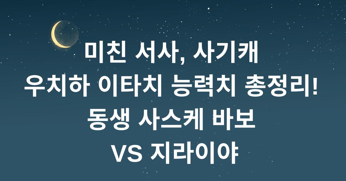 미친 서사, 사기캐 우치하 이타치 능력치 총정리! 동생 사스케 바보 VS 지라이야